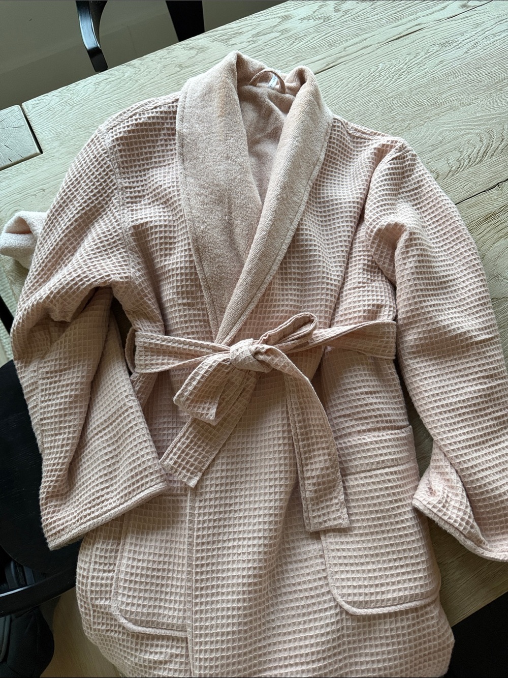 Pottery Barn Waffle weave resort Robe in Blush Pink